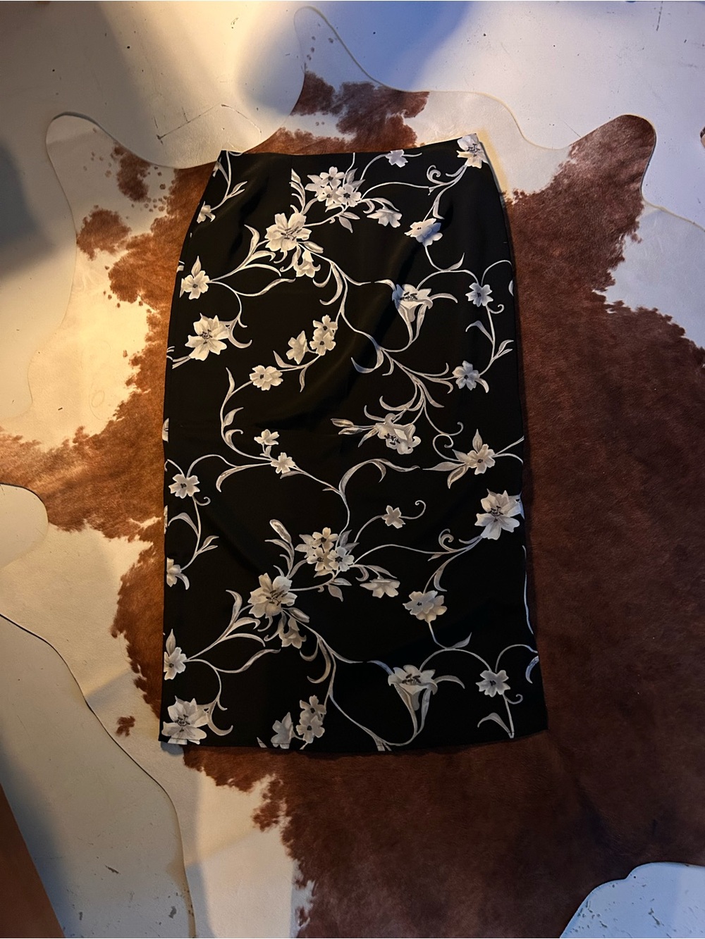 Black & White Vintage Floral Maxi Skirt